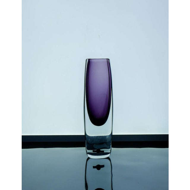 Glass Mid-Century Art Vase in Purple Sommerso Glass by Gunnar Nylund for Strömbergshyttan, Sweden For Sale - Image 7 of 11