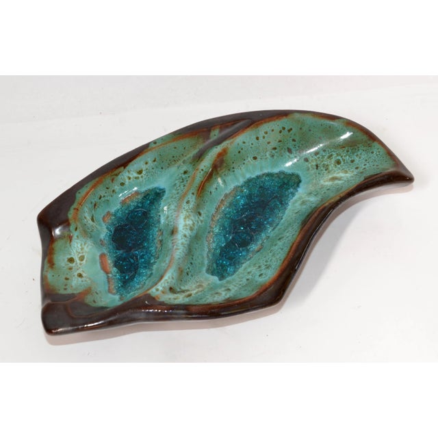 Ceramic Pottery Ceramic Decorative Bowl Brown and Turquoise Vide Poche Blue Mineral 1960 For Sale - Image 7 of 13