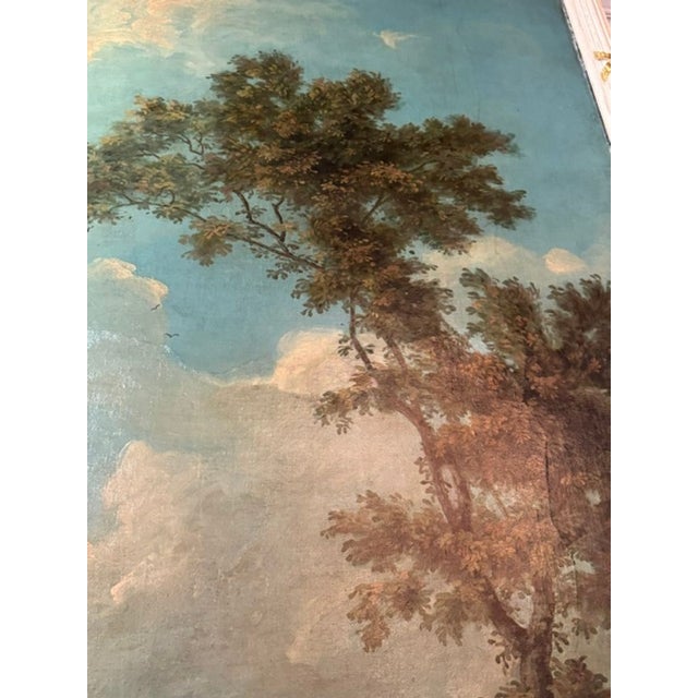 Blue Pair of Large Scale Italian Oil on Canvas River Scenes For Sale - Image 8 of 9