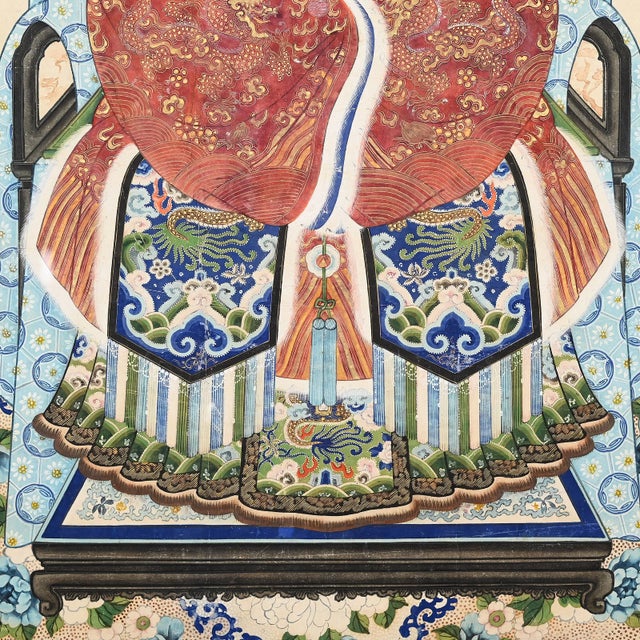 Early 20th Century Large Chinese Ancestor Portraits - a Pair For Sale - Image 11 of 13