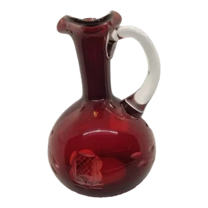 Vintage Petite Cut to Clear Amethyst Glass Vase/Pitcher