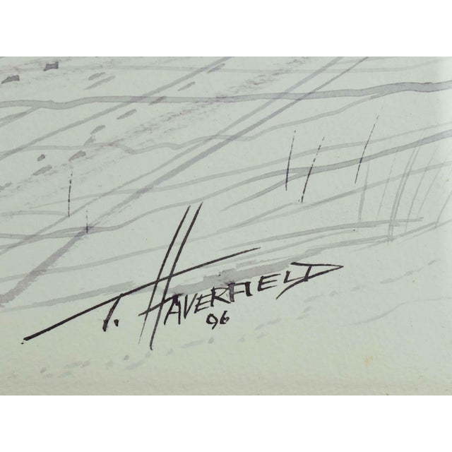 1990s 1996 Watercolor Winter Landscape Painting by T.Haverfield - Framed For Sale - Image 5 of 7