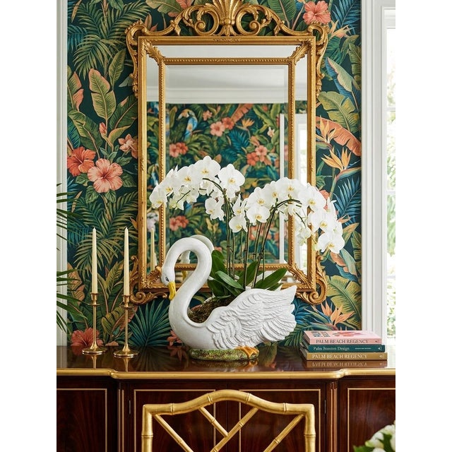 Vintage Mid-Century Italian Majolica Glazed Ceramic Swan Planter For Sale - Image 12 of 12