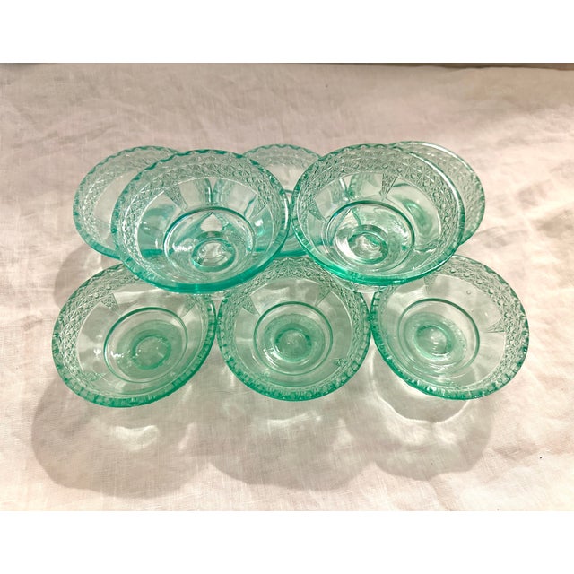 Vintage Aqua Depression Glass Dessert Cups - Set of 8 For Sale - Image 4 of 8