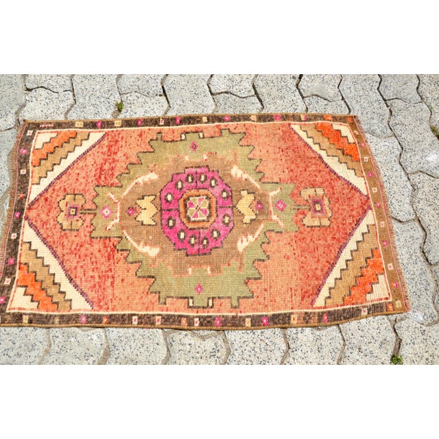 1960s Vintage Orange Oushak Rug For Sale - Image 5 of 6