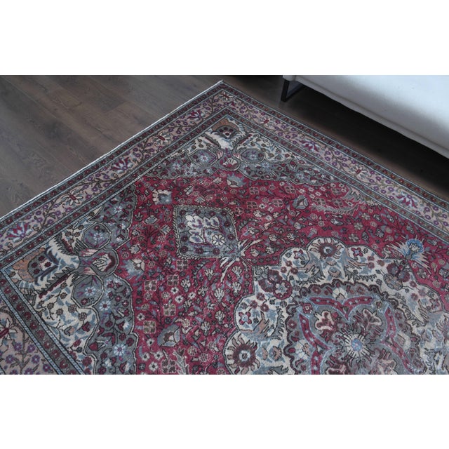 1970s Vintage Persian Handmade Wool Cotton Red Area Rug For Sale - Image 9 of 10