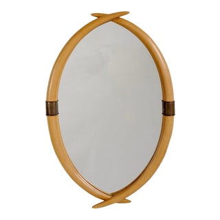 Faux Tusk and Brass Mirror by Chapman For Sale