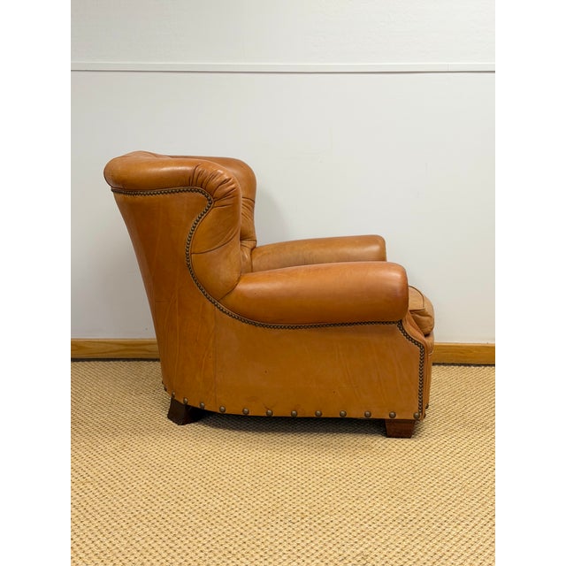 1990s Rare Ralph Lauren Prototype Writer’s Chair in Patinated Leather For Sale - Image 17 of 18