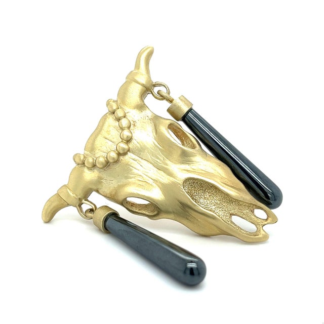 This 14K Yellow Gold "MIGNON FAGET" Signed Dead Bull Pin/Pendant is the perfect blend of style and sophistication....