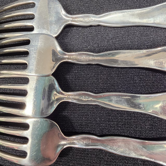 Metal Antique Whiting Lily of the Valley Sterling Silver Luncheon Forks - Set of 12 For Sale - Image 7 of 13