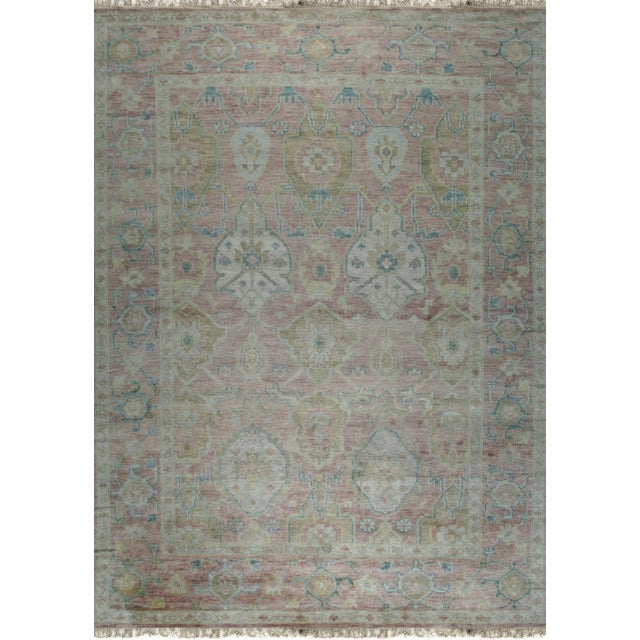 8x10 Timeless Oushak Coral Traditional Floral Geometric Hand Knotted Wool Rug For Sale - Image 9 of 9