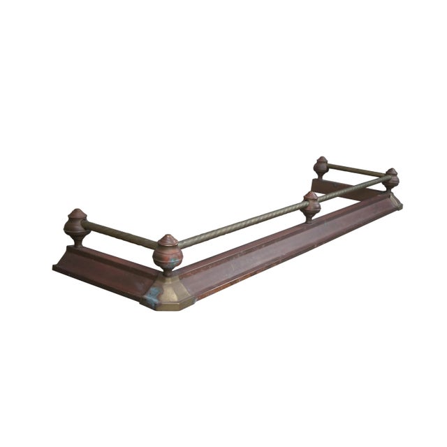 Victorian Mid 20th Century Decorative Crafts Inc Victorian Revival Brass Fireplace Fender Hearth Rope Twist For Sale - Image 3 of 10