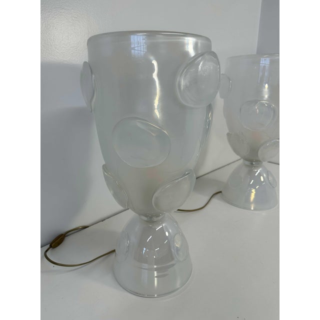 Italian Art Deco Murano Glass Vase Table Lamps, 2000s, Set of 2 For Sale - Image 6 of 11