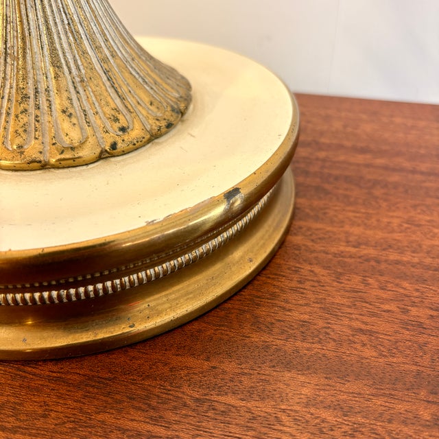 1950s Rembrandt Masterpiece Brass & Ivory Table Lamps With Original Glass Shades - a Pair For Sale - Image 13 of 14