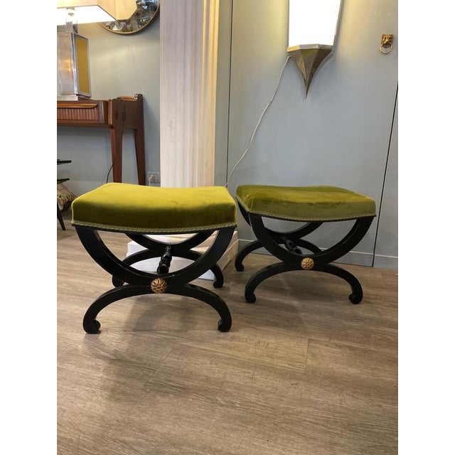 Neoclassical Style Stools in Ebonized Wood, 1950s, Set of 2 For Sale - Image 15 of 18