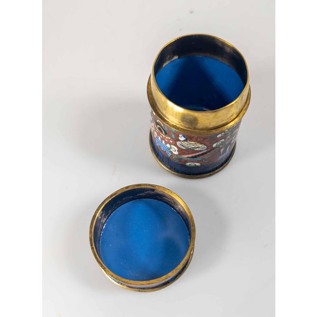 Metal 20th Century Chinese Cloisonne Enamel Trinket or Tobacco Box, Scholar's Object For Sale - Image 7 of 9