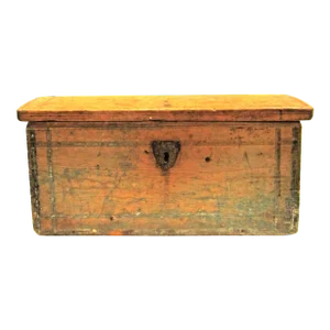 Antique 19th Century Early American Wood Storage Trunk Blanket Chest