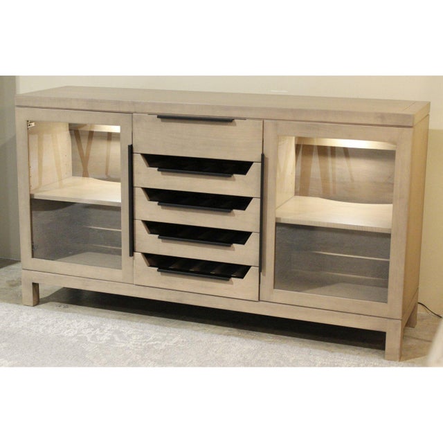 Contemporary Custom Maple Server W/Wine Storage For Sale - Image 3 of 5