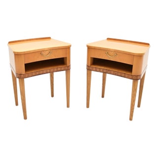 Vintage Swedish Elm Bedside Tables, 1950s, Set of 2 For Sale