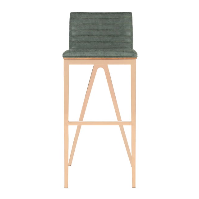 Modern Barstool in Ash Green & Copper For Sale - Image 9 of 9