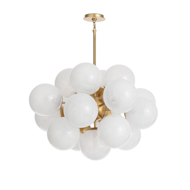 Shine Globe Chandelier, Natural Brass with Swirl Glass For Sale - Image 4 of 9