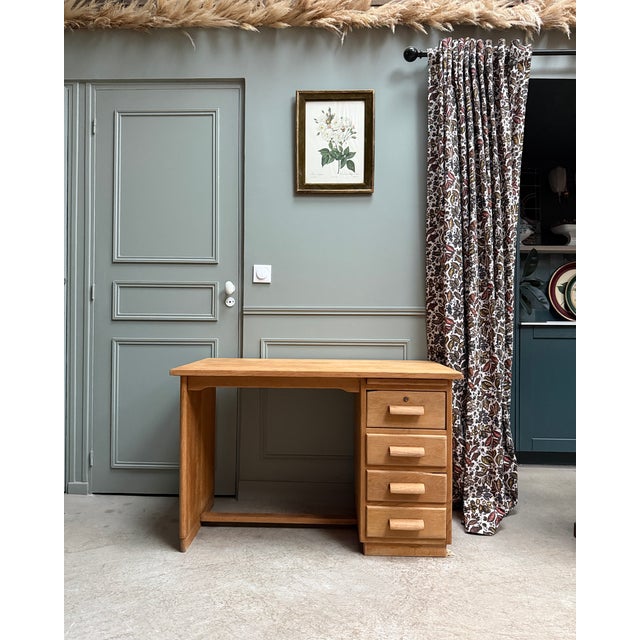 Oak Half-Ministerial Desk, 1950s For Sale - Image 3 of 13