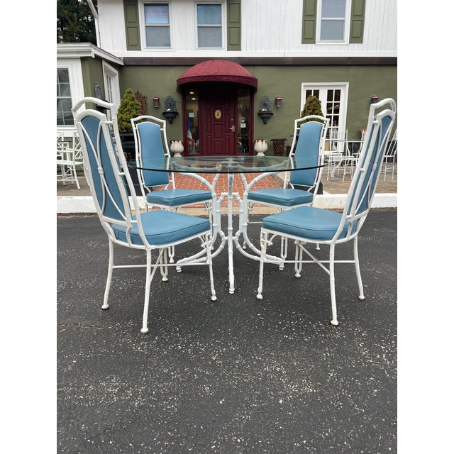 White Chinese Chippendale Bamboo Patio Set by Kessler For Sale - Image 18 of 18