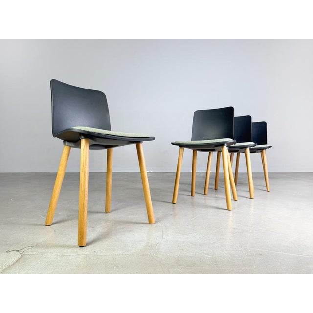 Beautiful set of 4 Vitra HAL Wood chairs with seat cushions for sale. The chairs are from 2021 and show only minor signs...