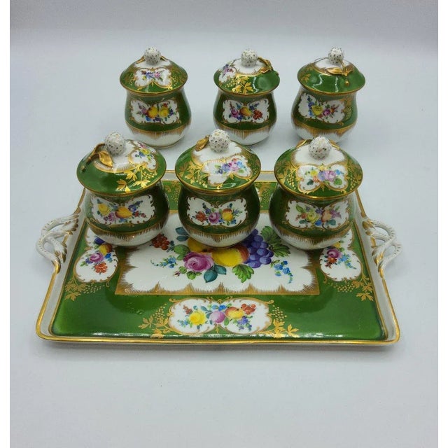 19th Century Porcelain Chocolate Cup Set with Tray, Set of 7 For Sale - Image 6 of 13