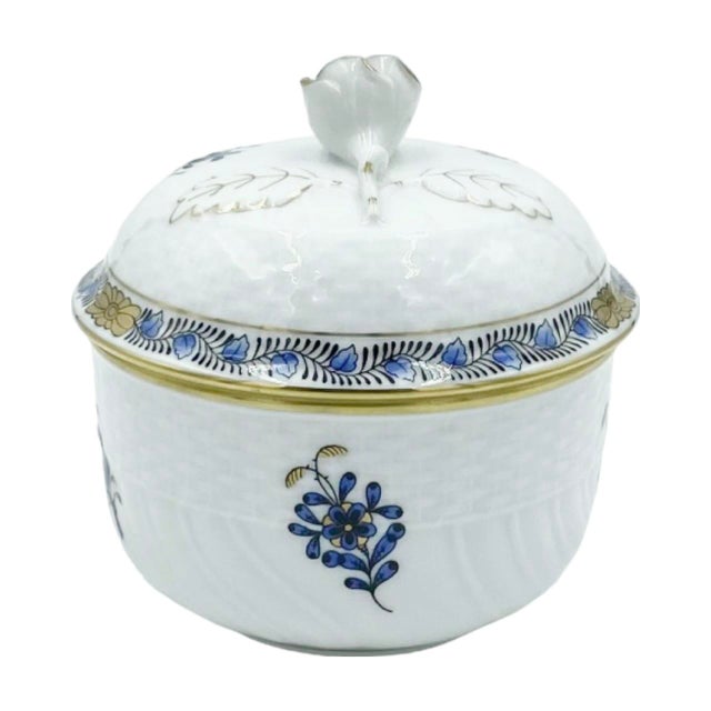 Ceramic Herend Chinese Bouquet Black Sapphire Porcelain Sugar Bowl For Sale - Image 7 of 9