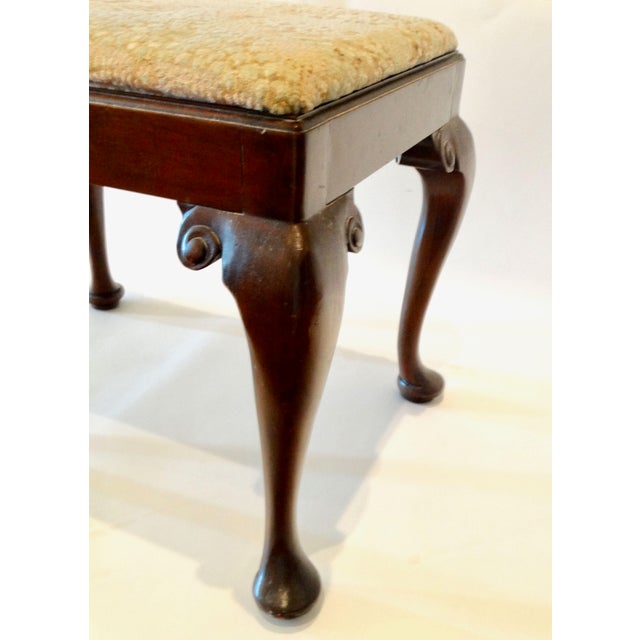 Queen Anne Style Upholstered Mahogany Bench For Sale - Image 10 of 12