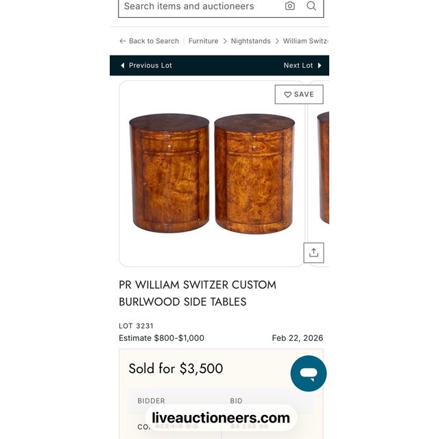 Attributed to William Switzer Postmodern MCM Burl Walnut Drum Table / Nightstand For Sale - Image 12 of 12