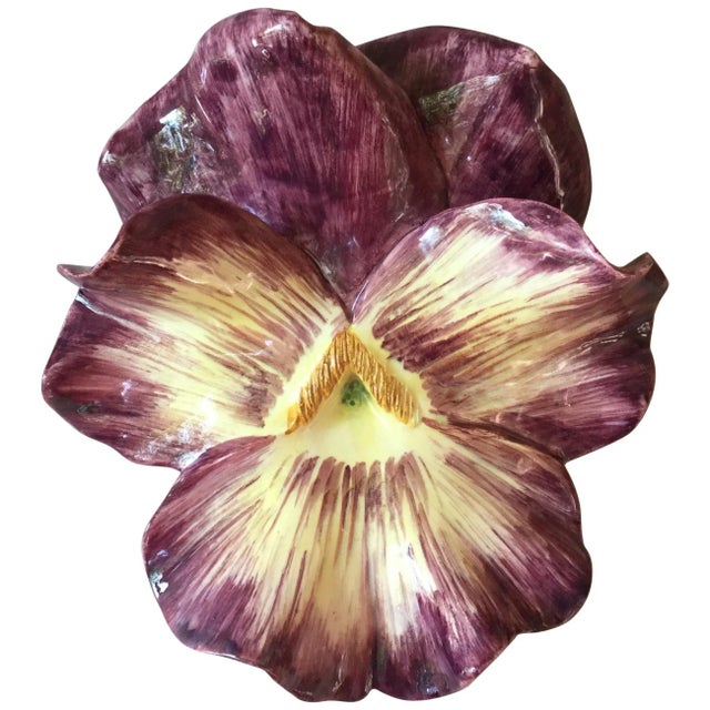 Late 19th Century Fives Lille French Majolica Morning Glory Wall Pocket For Sale - Image 9 of 11