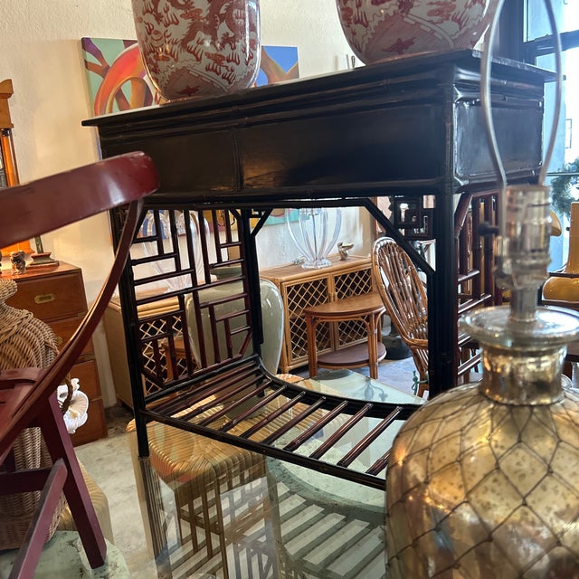 Wood Antique Chinese Chippendale Bamboo Desk For Sale - Image 7 of 7