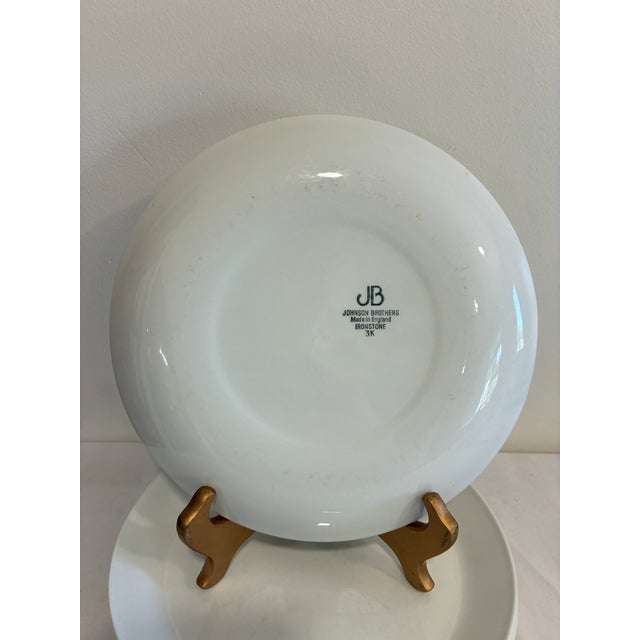 Vintage Johnson Brothers Tivoli Plates, Set of 3, White Ironstone, England For Sale - Image 10 of 11