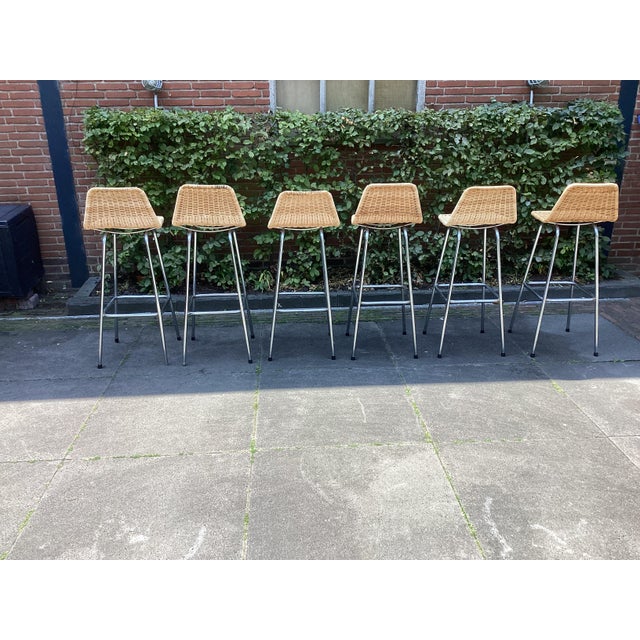 Bar Stools attributed to Rohé Noordwolde, 1960s, Set of 6, in Very Good conditions. Designed 1960 to 1969 This piece is...