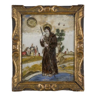Early 18th Century Religious Italian Painting on Glass For Sale