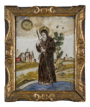 Early 18th Century Religious Italian Painting on Glass