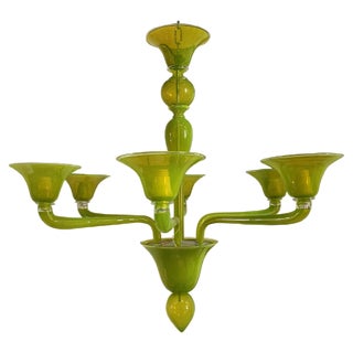 Translucent Apple-Green Murano Style Glass Chandelier from Simoeng For Sale