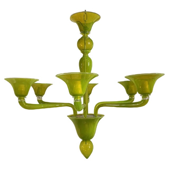 Translucent Apple-Green Murano Style Glass Chandelier from Simoeng For Sale