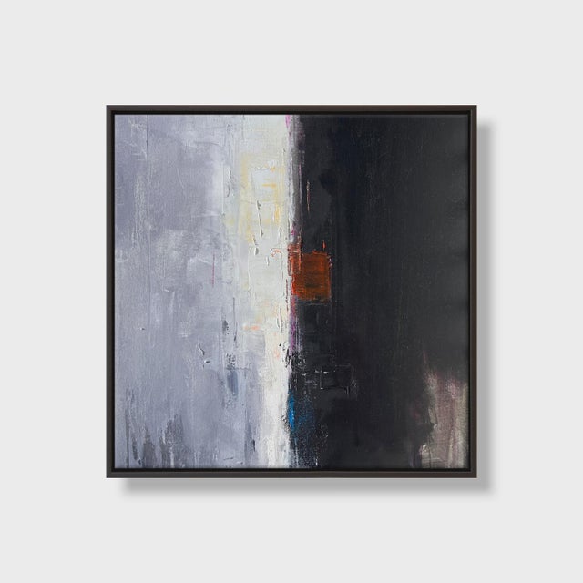 This is an original abstract oil on canvas painting by San Diego artist, Khalid Alkaaby. It's framed dimensions are...