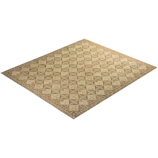 Beige Eclectic Collection Hand-Knotted Area Rug - Beige Collection 8' 2" X 9' 6" For Sale - Image 8 of 10