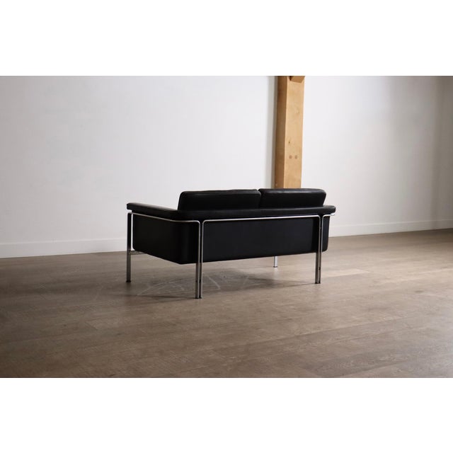 Metal Vintage Model 6912 Two-Seater Sofa in Black Leather by Horst Brüning for Kill International, Germany, 1967 For Sale - Image 7 of 13