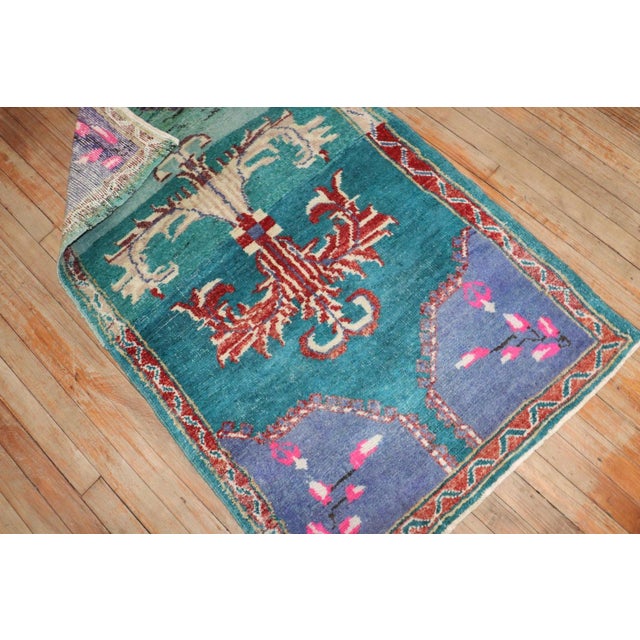 Textile Vintage Zabihi Collection Turkish Anatolian Turquoise Rug - 2'10" x 4'8" For Sale - Image 7 of 7