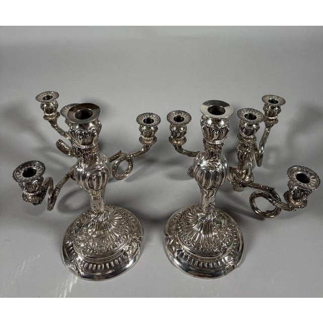 Antique Rococo Candleholders in 950 Silver, 1907, Set of 2 For Sale - Image 6 of 11