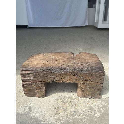 Brown Small Stool in Organic Teak For Sale - Image 8 of 18