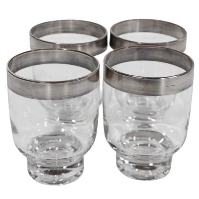 Four Mid Century Silver Rim Glasses After Dorothy Thorpe For Sale In New York - Image 6 of 8