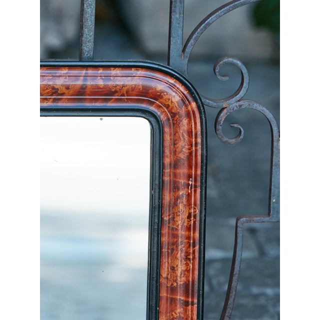 French 1900s Louis-Philippe Inspired Mirror with Tortoise Style Painted Frame For Sale In Atlanta - Image 6 of 10