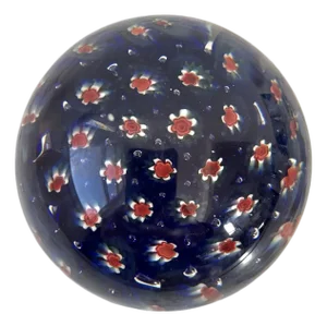 Murano Glass Millefiori Paperweight With Mini Flower Design