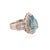 Platinum ring with 4.48 carat pear shape Paraiba tourmaline and 1.13 carats of round and baguette cut diamonds. 11.77g
